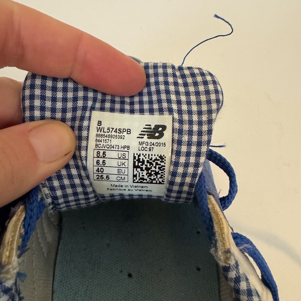 New Balance Blue and White Checkered Sneakers - Picture 8 of 8